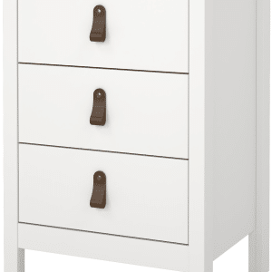 Sengebord/natbord Vesterholm Lunor 3 skuffer hvid FSC H70ÃB44ÃD38 cm